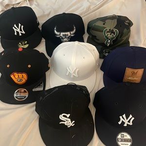 Lot of flat brim hats